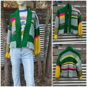 Colorful Handmade Oversized Crochet Cardigan Sweater Small Medium